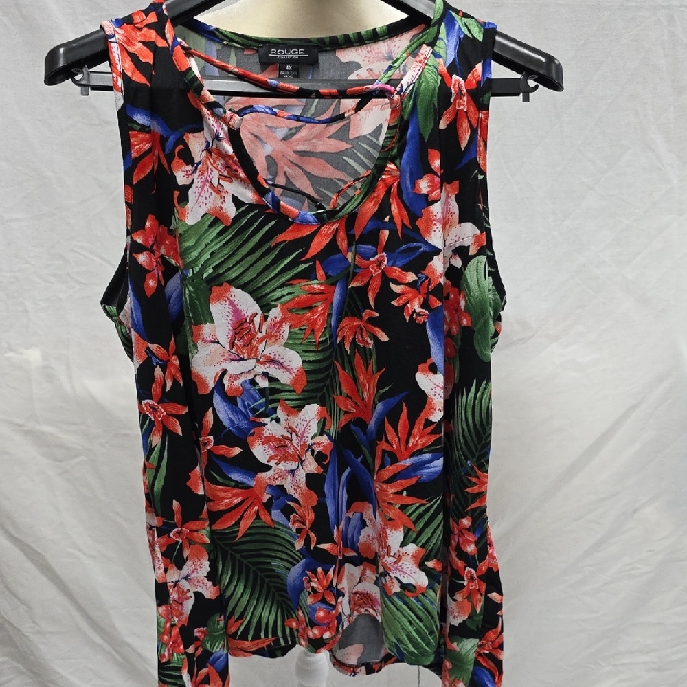 Rouge! Vibrant Floral Tank Top - Black, Red, Green, Blue